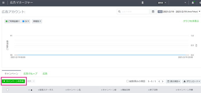 LINE広告新しいキャンペーンの作成または複製