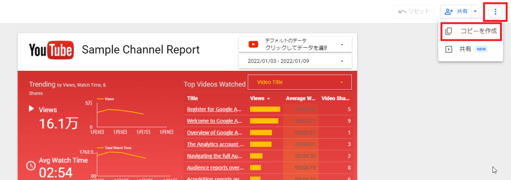 YouTubeアナリティクス2