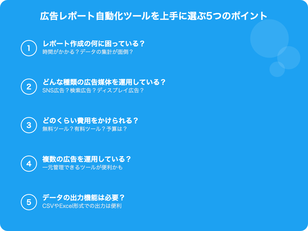 広告レポート自動化ツールを上手に選ぶ5つのポイント 