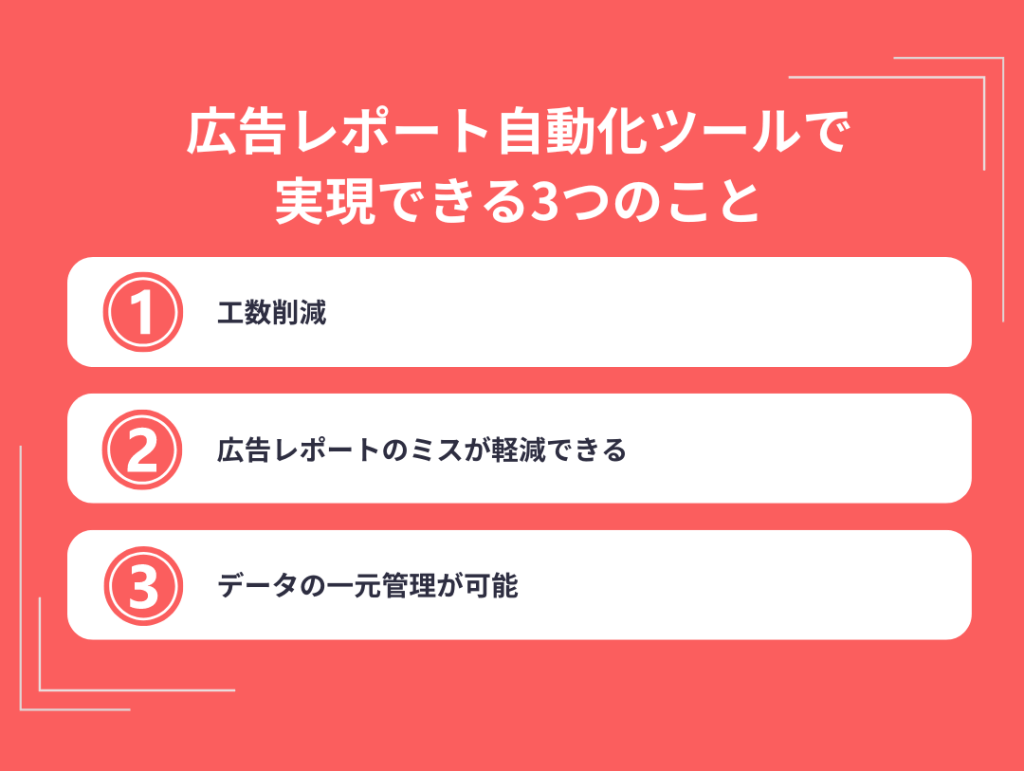 広告レポート自動化ツールで実現できる3つのこと