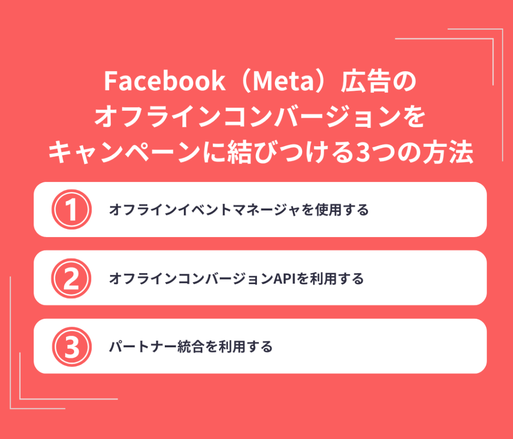 Facebook（Meta）広告のオフラインコンバージョンをキャンペーンに結びつける3つの方法